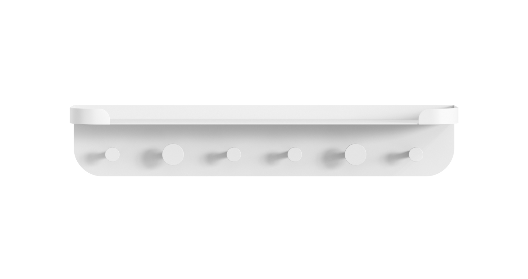 Buddi Coat Hook and Shelf in White in direct front view