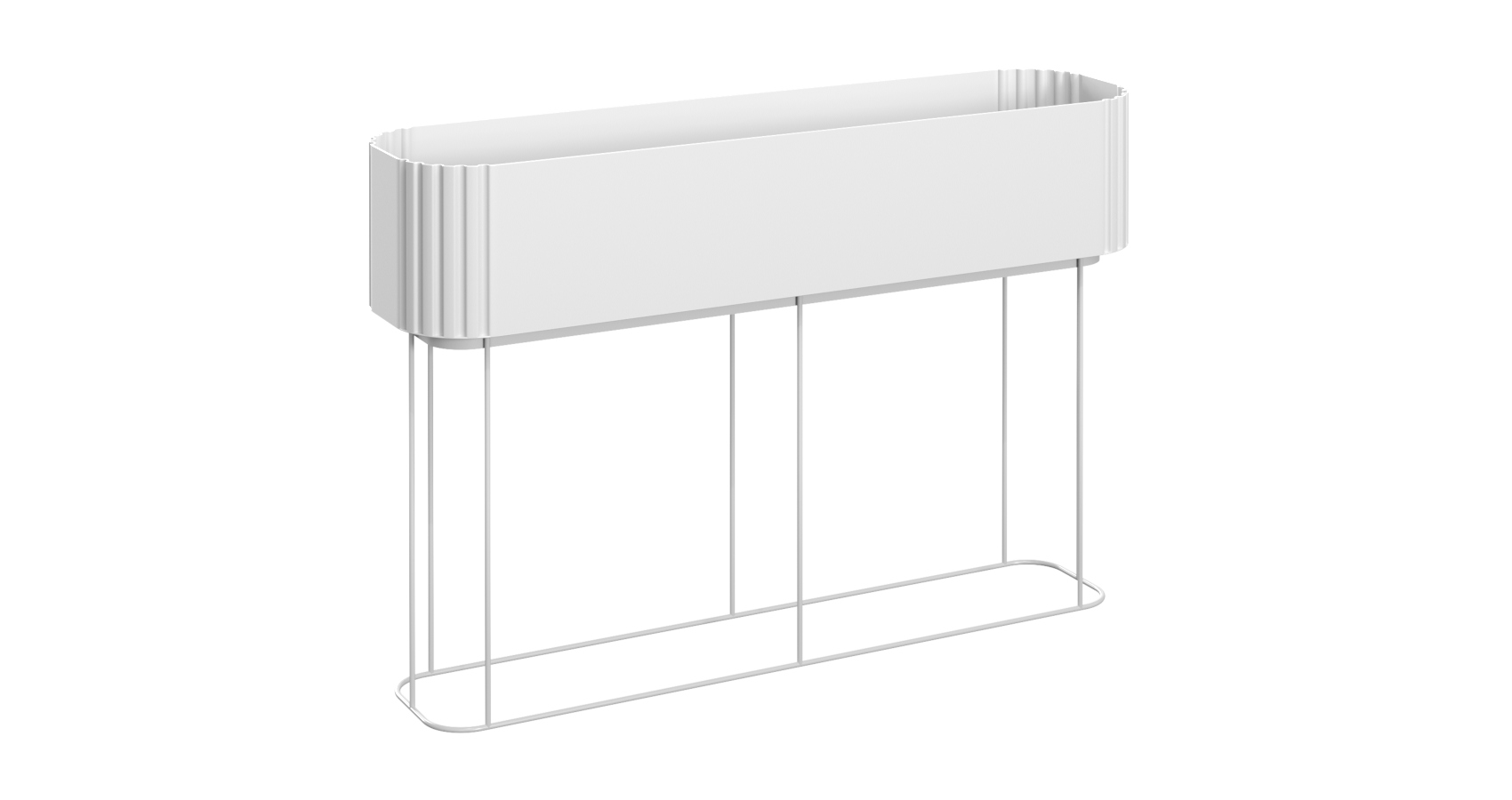 Cubby Planter in white 900mm wide in front view