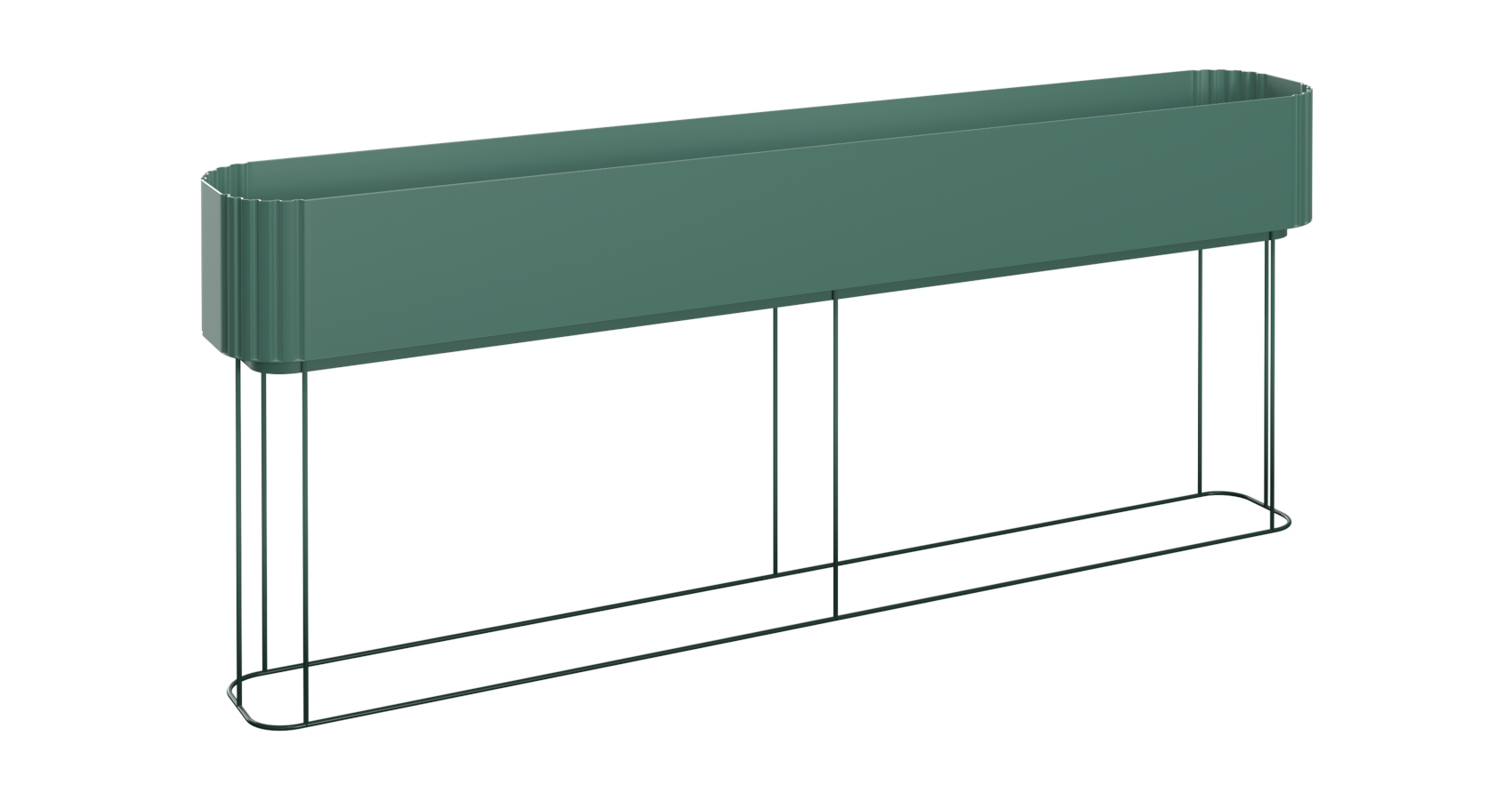 Cubby Planter in green 1500mm wide in front view