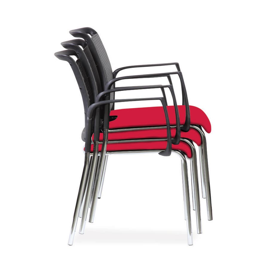 Spider Arm Chair Red Fabric Seat Stacking SV