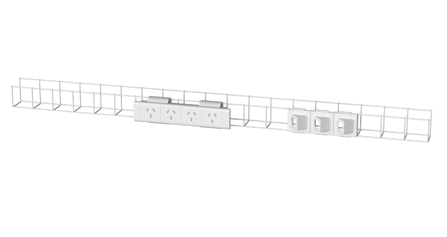 Under Desk Power Kit_Wire Tray_White