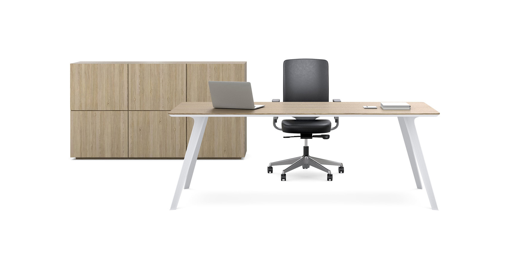 Dart Executive Desk with Dart Confence Table, Miro Chairs and Push Storage