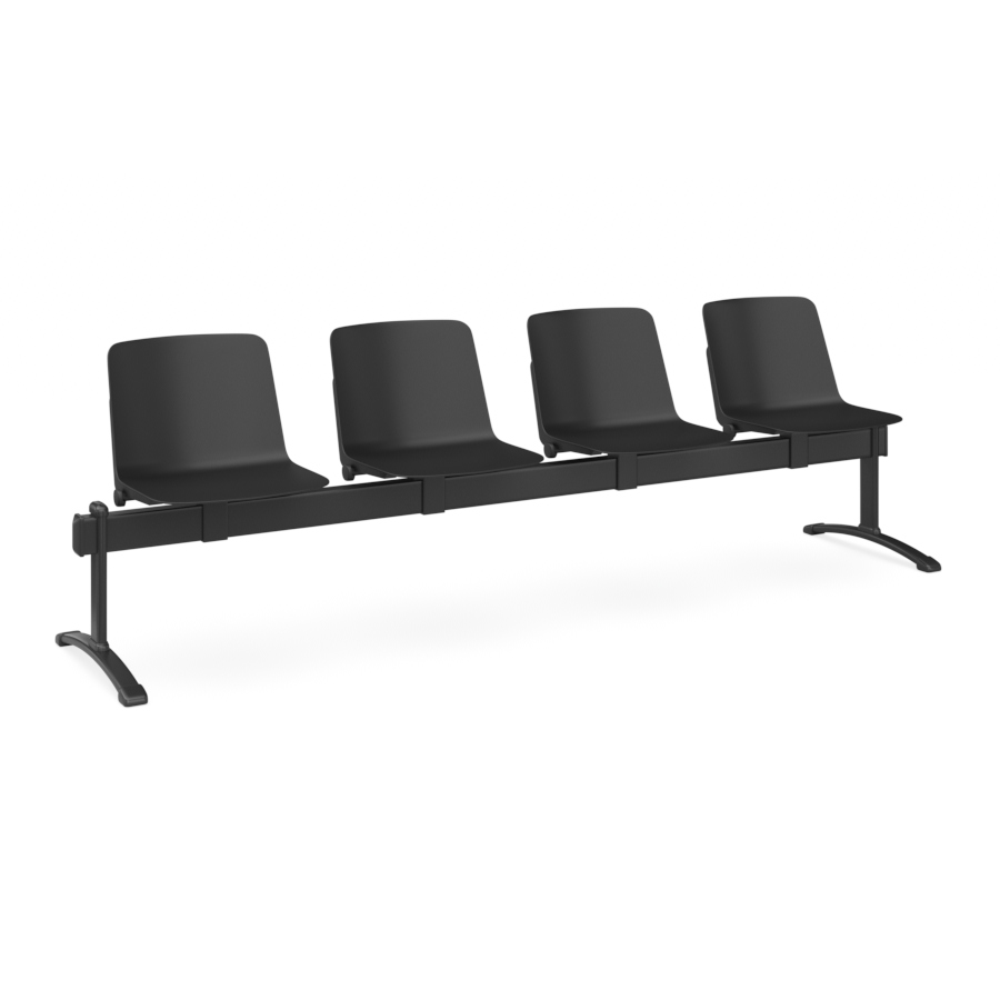 Vira beam seating with 3 seats in black and black frame