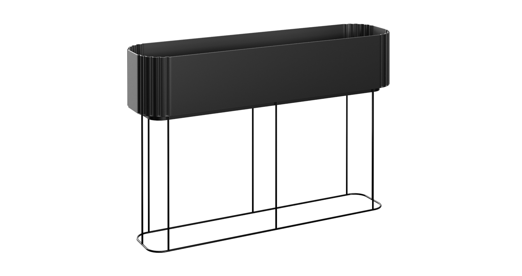 Cubby Planter in black 900mm wide in front view
