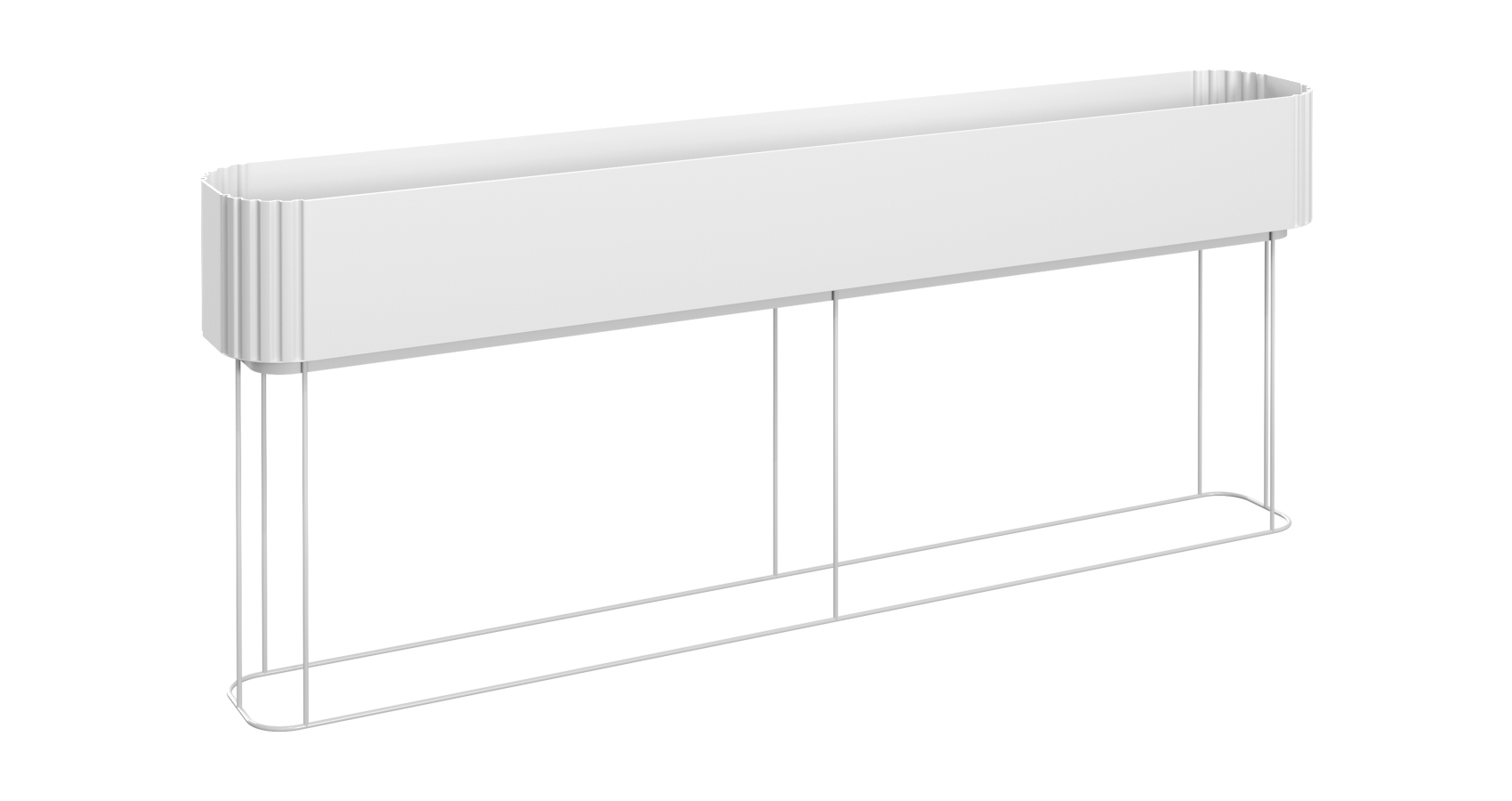 Cubby Planter in white 1500mm wide in front view