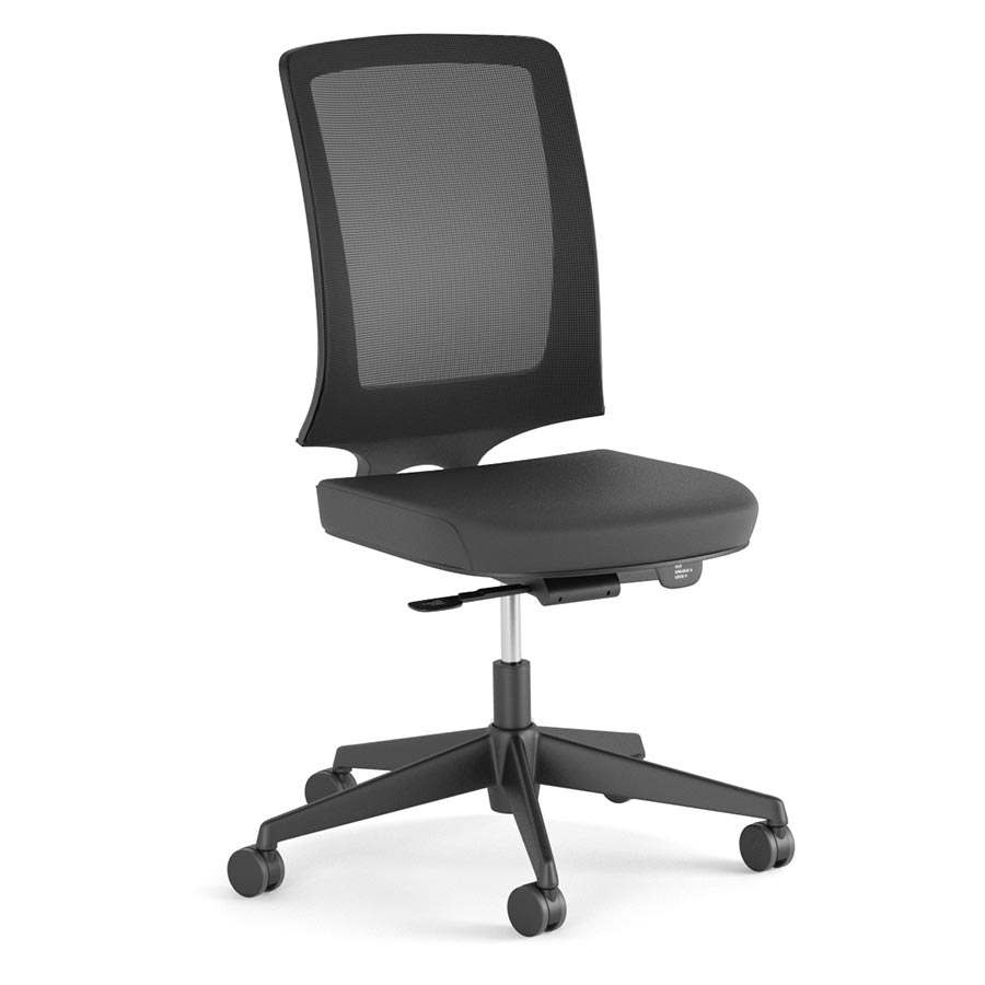 MM210K-Miro No Arms - Black Fabric Seat-Black Mesh Back