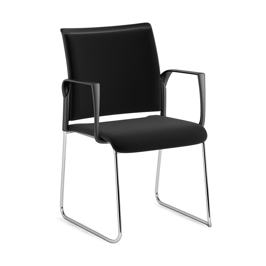 SD120Q-Spyder Sled Arm Chair - Black Fabric Seat-Black Fabric Back