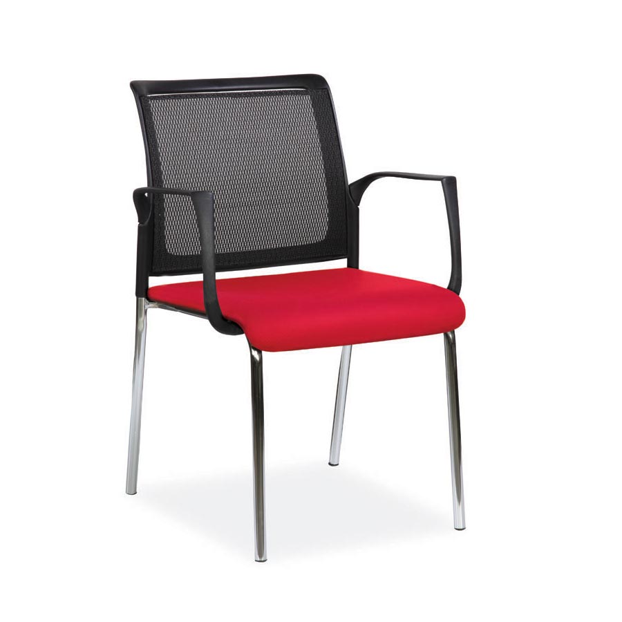 Spider Arm Chair Red Fabric Seat and Mesh Back FV2
