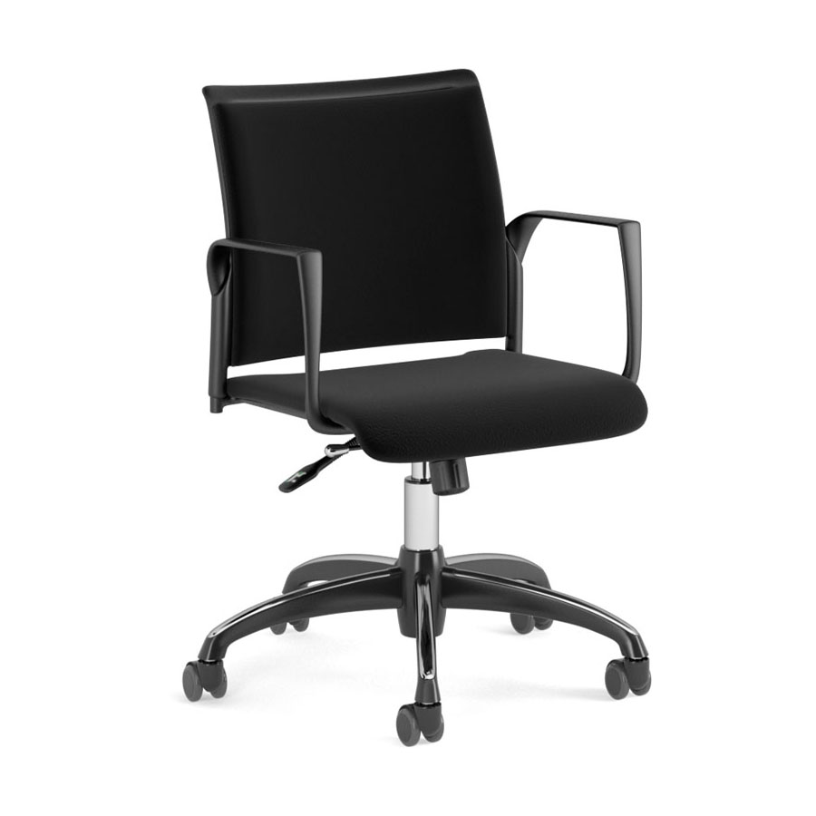 Spyder on Castors w-Arms - Black Fabric Seat-Black Fabric Back