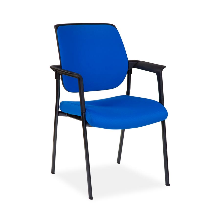 Wing Chair Blue Fabric Seat and Back FV